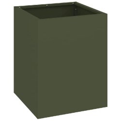 Helloshop26 - Cache-pot de jardin moderne style industriel chic 32 x 32 x 40 cm en acier vert olive 02_0052456 - vert métal 3000237429671