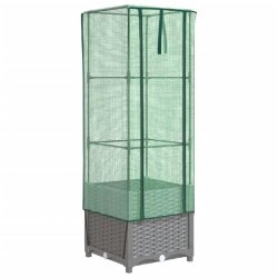 Helloshop26 - Jardinière bac lit surélevé plantes fleurs terrasse jardin surélevée avec housse aspect rotin 40 x 40 x 139 cm gris - gris 3000217908936