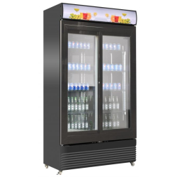 Vitrine réfrigérée murale en 2 portes coulissantes de couleur noire - capacité 780 litres
