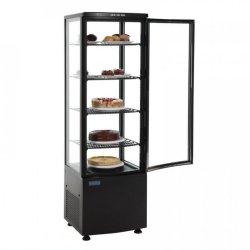 Vitrine ventilée positive 235 Litres, 4 faces vitrées, noire, 375 W, 220 V - MONO