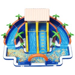 Mini parc aquatique Palmiers - Réf. WP29-CH - Structure gonflable avec piscine et toboggans