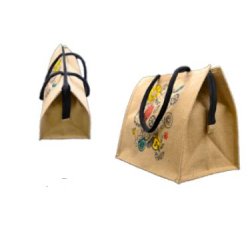 Sac réutilisable en fibre de jute naturel 13x13 - dimensions 34x40x25 cm - épaisseur 260 g/m² - poignées 60xø2 cm