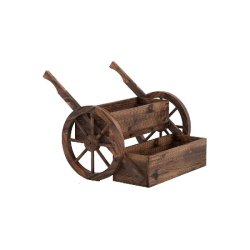 Chariot à fleurs en bois COSTWAY, support à fleurs avec 2 roulettes, poignées et trous de drainage, 64 x 54 x 50 cm - marron Bois massif TL32511OR