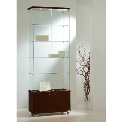 Vitrine haute d'exposition 8/22MVA - wengé - avec rangement, tablettes amovibles et serrure