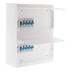 Coffret électrique T1/T2 - 26 modules blanc équipé de 8 disjoncteurs et 2 interrupteurs différentiels - Livré avec accessoires - Zenitech