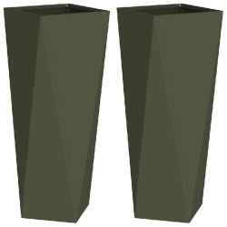 Helloshop26 - Lot de 2 jardinières modernes 30 x 30 x 75 cm extérieur pratiques design chic en acier vert olive 02_0053013 02_0053013 - vert acier 3