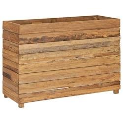 Helloshop26 - Jardinière lit surélevé plantes fleurs jardin 100 x 40 x 72 cm bois de teck recyclé et acier 02_0000897 - Bois massif 3000072321536