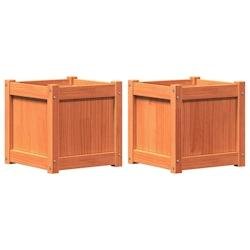 Helloshop26 - Jardinière bac lit surélevé plantes fleurs jardin terrasses lot de 2 cire bois de pin massif marron 02_0039067 02_0039067 - marron Bo