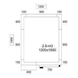Chambre froide 2,6 m³ - 1,2 x 1,5 m - Acier inoxydable AISI 304 - Isolation de 80 mm - Normes CE