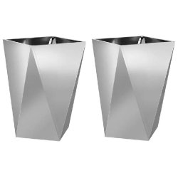 Helloshop26 - Lot de 2 jardinières rectangulaires modernes 50 x 50 x 75 cm design chic extérieur en acier galvanisé argent 02_0053045 02_0053045 -