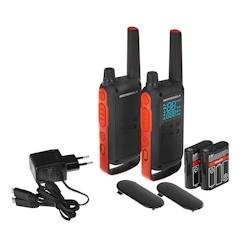 Motorola T82 Talkie, lot de 2 noir/orange, 16 canaux + 121 codes, LED, vibration - bleu Polycarbonate 59T82PACK