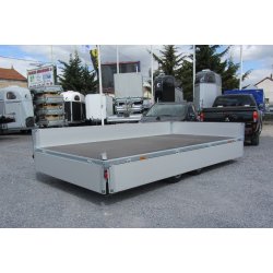 Remorque plateau - Humbaur HT 304118 - 2 essieux, roues dessous, ridelles alu, dimensions 4100x1850 mm
