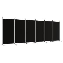 Décoshop26 - Séparateur de pièce cloison 6 panneaux 520 x 180 cm tissu noir et fer DEC031121 - noir 3000258299567
