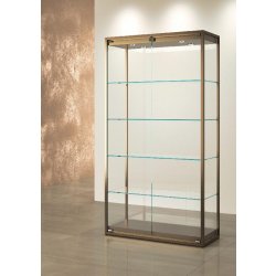 Vitrine haute noire STM95V-N - L 95 P 45 H 190 cm - Verre trempé, structure métallique et éclairage LED