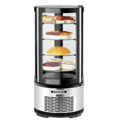 Vitrine réfrigérée à gâteaux 100L - pâtissière cylindrique - 4 étagères tournantes