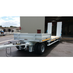 Remorque droite 2 essieux à rond d'avant train et plateau surbaissé- Porte engins type R2DS14- PTC 19T