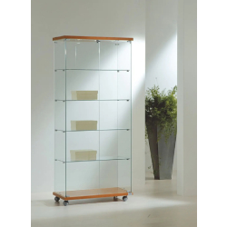 Vitrine d'exposition en verre trempé avec éclairage 8/18LVA - finition cerisier - 80x40x181 cm