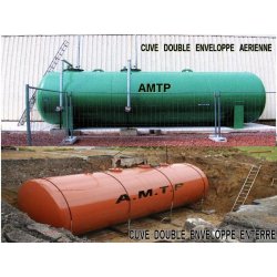 Cuve double enveloppe en acier S 235 - Conforme NF EN 12285-1 et NF EN 12285-2 - Aérienne ou enterrée avec options