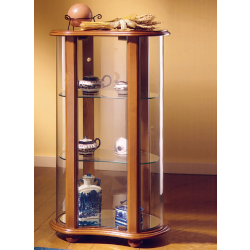 Vitrine bois cintrée DV14VA - Merisier - Verre trempé - Dimensions 55x35x95 cm