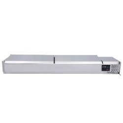 Vaiotec Vitrine réfrigérée EASYLINE avec couvercle en acier inoxydable, 9 x GN 1/3, 1980 x 395 mm - inox 11734