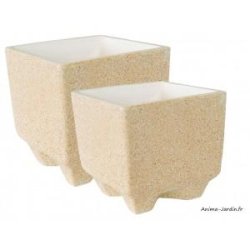 Bac carré Manga - 253532 - 32cm - Poterie de jardin Framusa, résistant au gel, couleur ocre