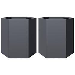 Helloshop26 - Jardinière bac lit surélevé plantes fleurs jardin terrasses lot de 2 hexagone 46 x 40 x 45 cm acier anthracite 02_0039072 - acier 300