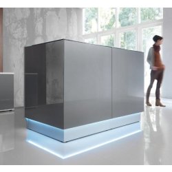 Banque d'accueil lumineuse LINEA version droite, coloris noir - MDD - Sans, Noir