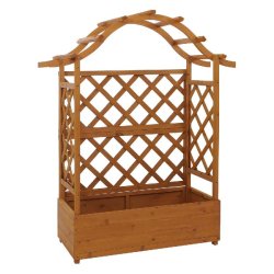 Décoshop26 - Jardinière en hauteur style moderne avec treillis pour plantes et fleurs 138 x 110 x 44 cm en bois naturel 04_0008927 - Bois massif 300