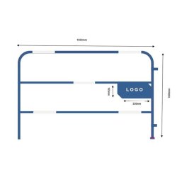 Barrière de chantier - tube 28mm - plaque latérale personnalisée - 1mx1.5m - marque VBMateriel