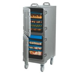 Conteneur isotherme double à roulettes - 12 niveaux GN 1/1 - porte à charnière - chargement latéral - 641x450x1263 mm - gris
