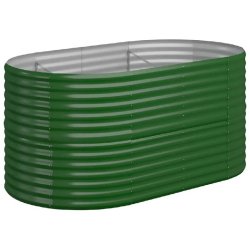 Helloshop26 - Lit surélevé de jardin ovale grand espace extérieur 152 x 80 x 68 cm en acier galvanisé vert 02_0046571 - vert acier 3000234310194