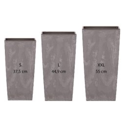 WellHome - Pack de 3 pots de fleurs hauts 11,4/19/35L Urbi Square Effect coloris gris - gris plastique PK2527