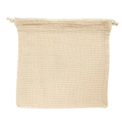 Sac filet réutilisable coton 26x26cm beige - par 25