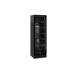 Vitrine réfrigérée positive 387 Litres, 6 niveaux, 1 porte vitrée battante, sur roulettes, noire, 235 W, 220 V - MONO
