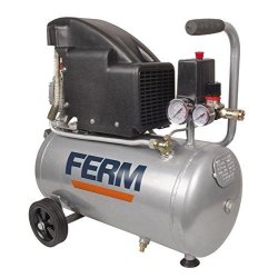 FERM CRM1045 - Compresseur 1,5 CV 1100 W - 24 L - 8 bar - Débit 155 l/min - Noir et Argent