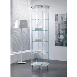 Vitrine cylindrique colonne 203/RFVA - élégante et originale en verre trempé avec tablettes réglables et serrure
