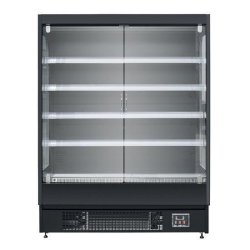 VITRINE MURALE NOIRE MAT - FROID POSITIF VENTILÉ - 2 PORTES BATTANTES - 1002 x 700 x 2000 mm - BLC1066