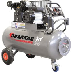 DRAKKAR ÉQUIPEMENT - Compresseur à pistons 200L 3CV Mono - Entraînement par courroie et excellent rendement - Réf 11274