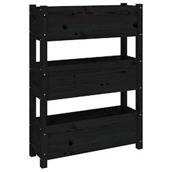 Helloshop26 - Jardinière bac lit surélevé plantes fleurs terrasse jardin 77 x 25 x 104,5 cm bois massif de pin noir 02_0037848 - noir Bois massif 3