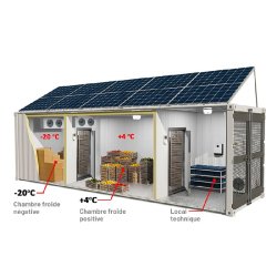Chambre froide solaire Odimer - Double compartiment - Transportable avec panneaux solaires et batteries incluses