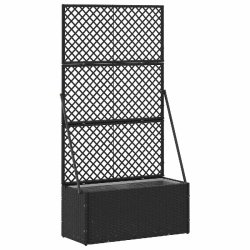 Helloshop26 - Cache-pot de jardin rectangulaire moderne forme pratique 70 x 30 x 135 cm en métal noir 02_0047451 - noir métal 3000234785749