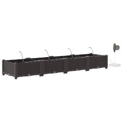 Helloshop26 - Lot de 4 jardinières modernes avec système d'irrigation jardin 160 x 40 x 22 cm en acier marron 02_0058519 02_0058519 - marron acier 3