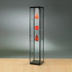 Vitrine d'exposition "400" - Verre ESG 5 mm - Aluminium - 4 tablettes réglables - 400 x 2000 x 400 mm