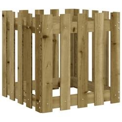 Helloshop26 - Jardinière bac lit surélevé plantes fleurs terrasse jardin avec design de clôture 50 x 50 x 50 cm pin imprégné marron 02_0038098 -