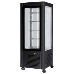 Vitrine réfrigérée positive rotative panoramique noire 4 faces vitrées 400l - 400G-N