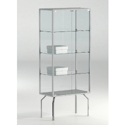 Vitrine d'exposition sur 4 pieds 91-17PVA - gris clair - verre trempé 91x37x170 cm