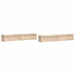 Helloshop26 - Jardinière bac lit surélevé plantes fleurs jardin terrasses lot de 2 bois de pin massif marron 02_0039048 - marron Bois massif 300021