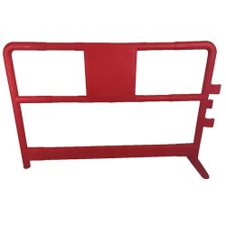 Barrière de chantier rouge en polyéthylène - légère, économique et robuste
