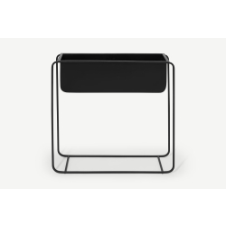 Elef - Jardinière rectangulaire grand porte-plantes en métal noir - L70 x H70.5 x P20 cm - 6.2 kg