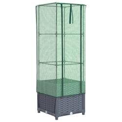 Helloshop26 - Jardinière bac lit surélevé plantes fleurs terrasse jardin surélevée avec housse aspect rotin 40 x 40 x 139 cm Blue 02_0038772 - 30